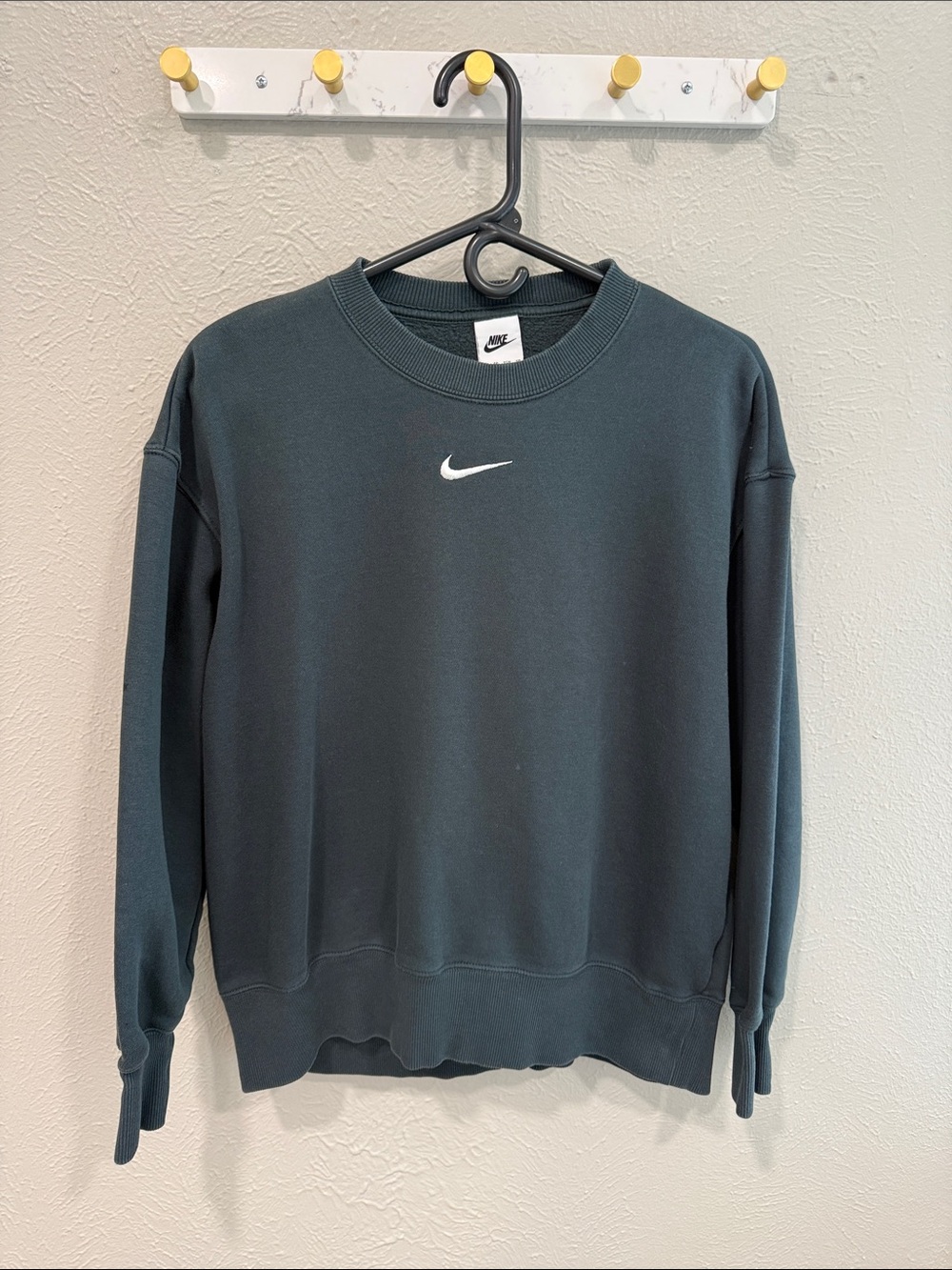 Nike Women’s Dark Teal Crewneck Sweatshirt with White Swoosh